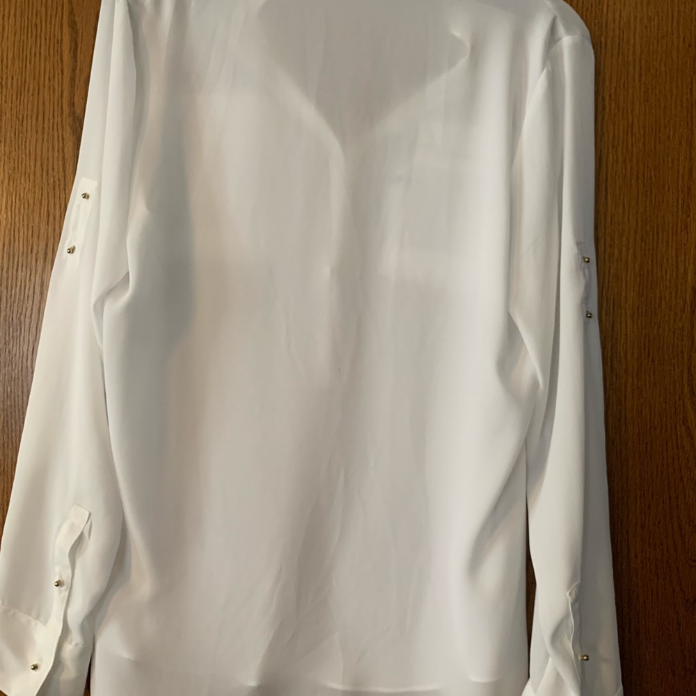 Express White Relaxed Buttoned Blouse - image 3
